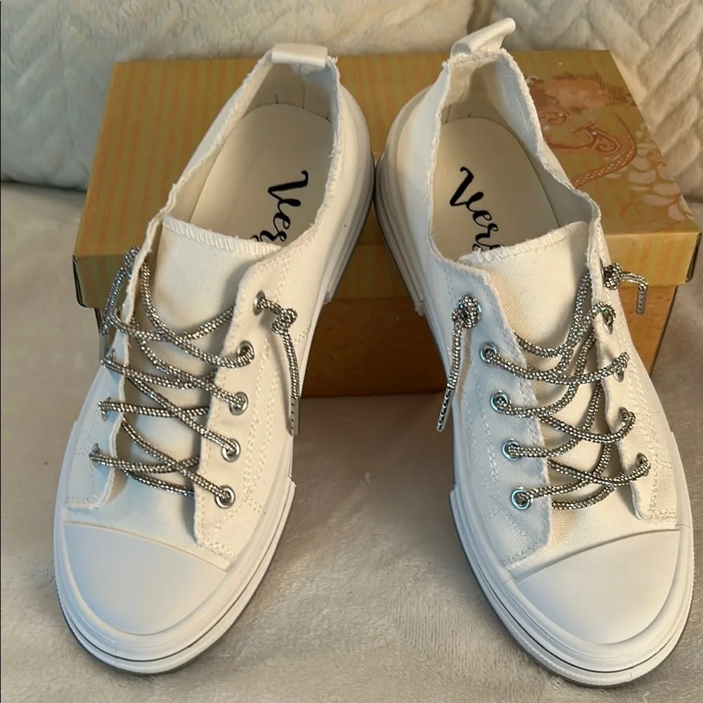 White Canvas Sneakers - Picture 1 of 8